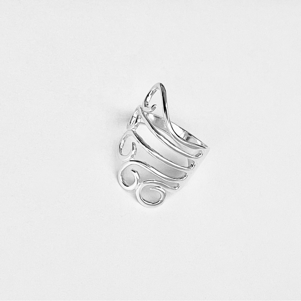 Sterling Silver High Polish Swirly Ring, Boho Ring